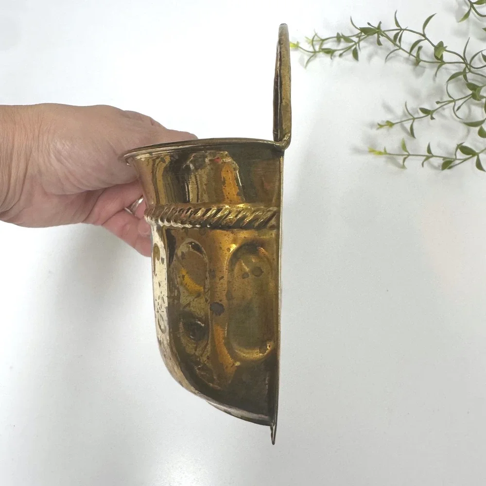 Vintage Brass Wall Pocket Planter